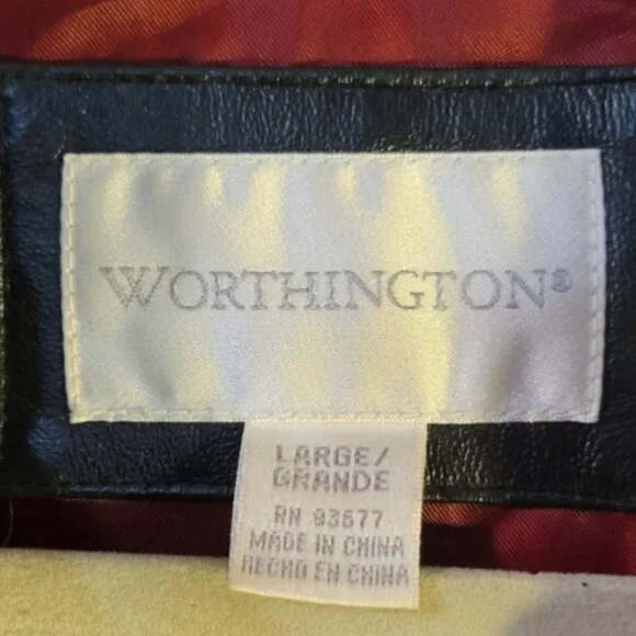 Worthington Vintage 90s Genuine Leather Jacket Y2K Ladies L - Picture 4 of 6
